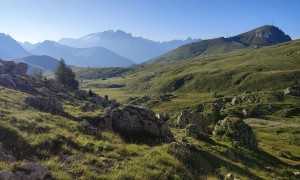 Klettersteig Plattkofel - Zustieg, Blick zur Marmolata