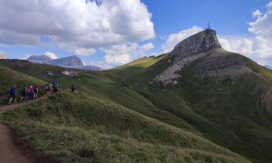 Klettersteig Plattkofel - Rückweg mit Blick zur Friedrich August Hütte und zum Col Rodela